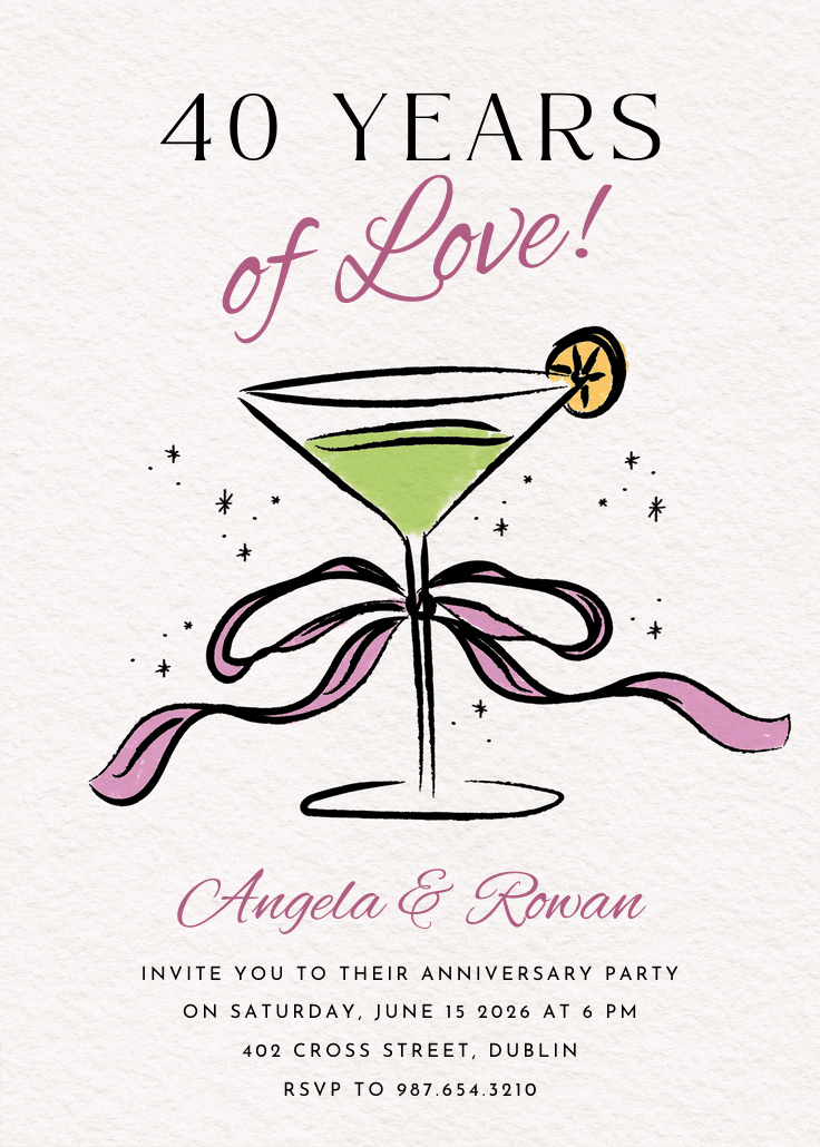 Bubbly worthy - anniversary invitation