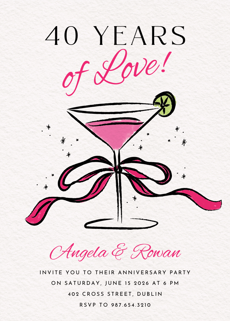 Bubbly worthy - anniversary invitation