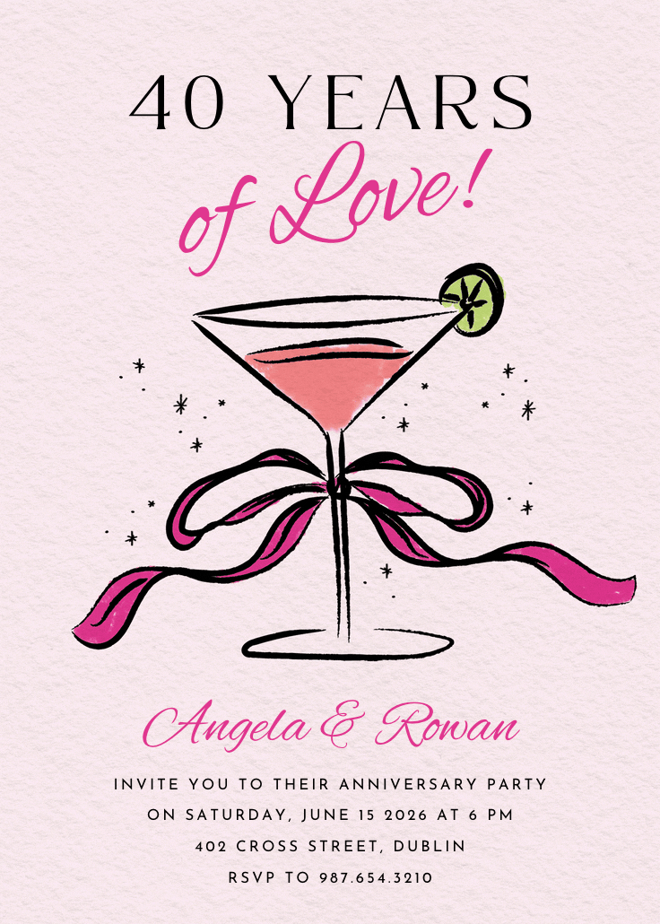 Bubbly worthy - anniversary invitation