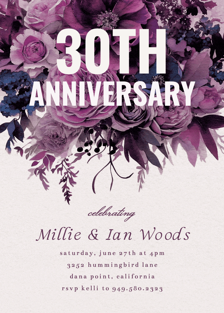 Burgundy bouquet - anniversary invitation