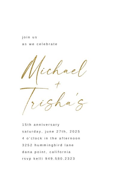 Calligraphy names - anniversary invitation