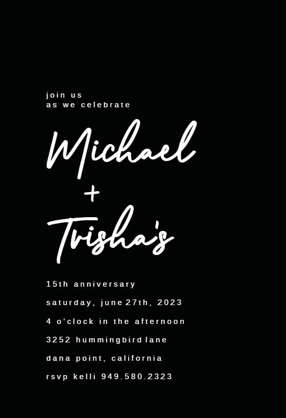 Calligraphy Names - Anniversary Invitation Template (Free) | Greetings ...