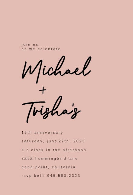 Calligraphy Names - Anniversary Invitation Template (Free) | Greetings ...