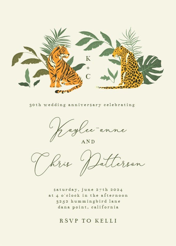 Cat safari - anniversary invitation
