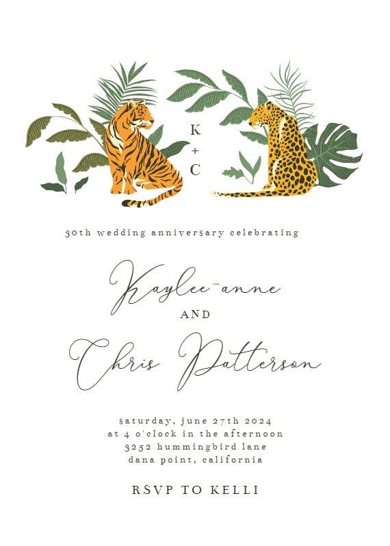 Cat safari - anniversary invitation