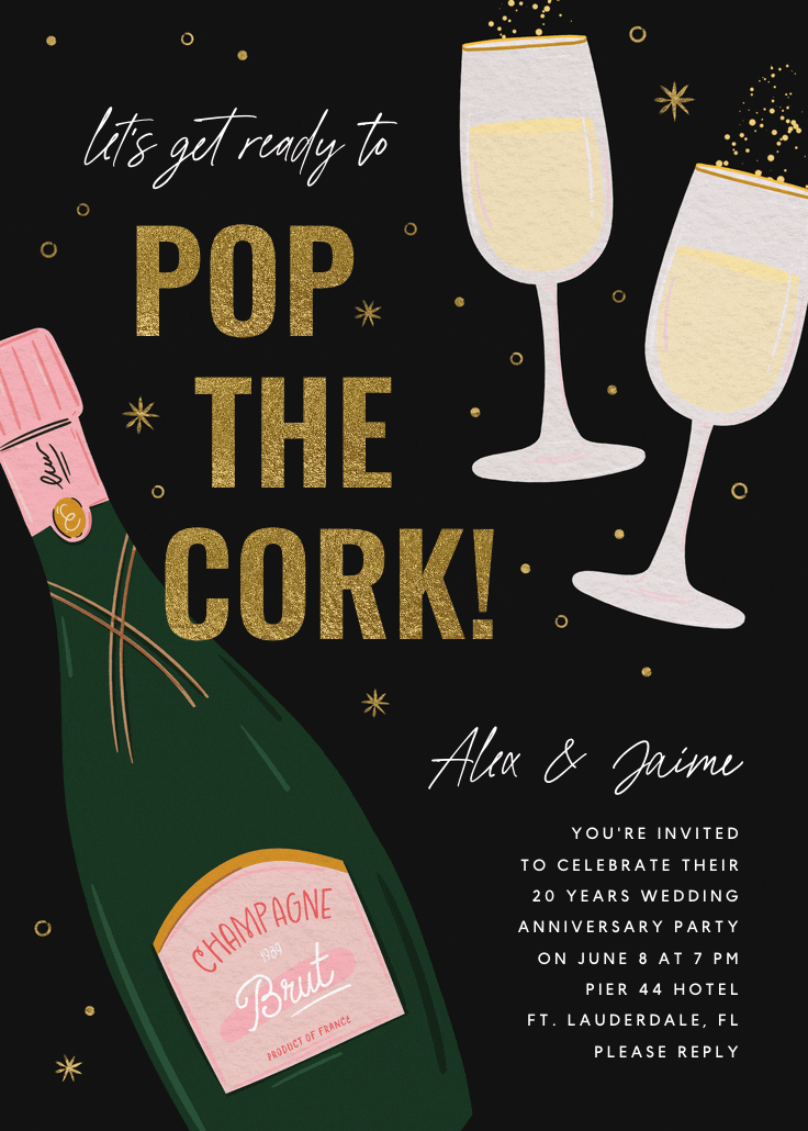 Champagne brut - anniversary invitation