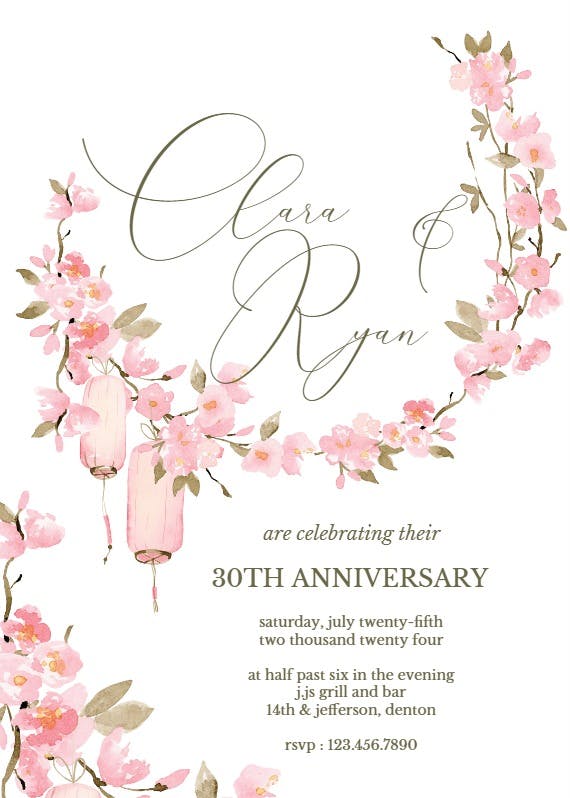 Cherry blossom - anniversary invitation