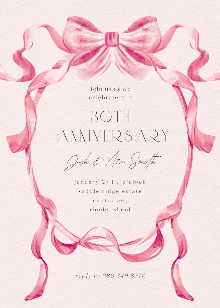 Classic ribbon - anniversary invitation