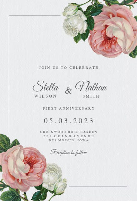 Classic Roses - Anniversary Invitation