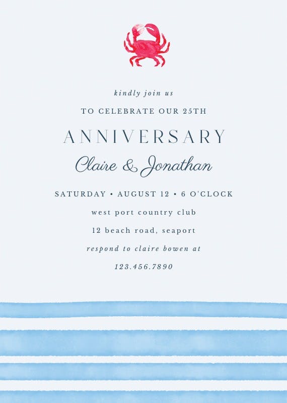 Crab - pool party invitation