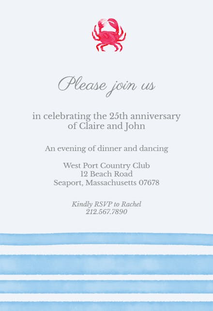 Crab - BBQ Party Invitation