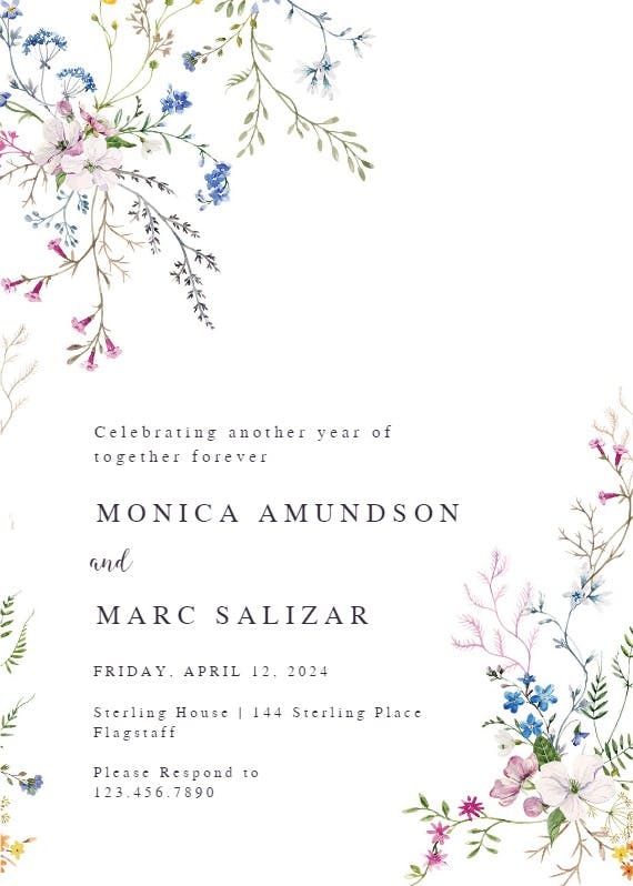 Dainty flowers - anniversary invitation