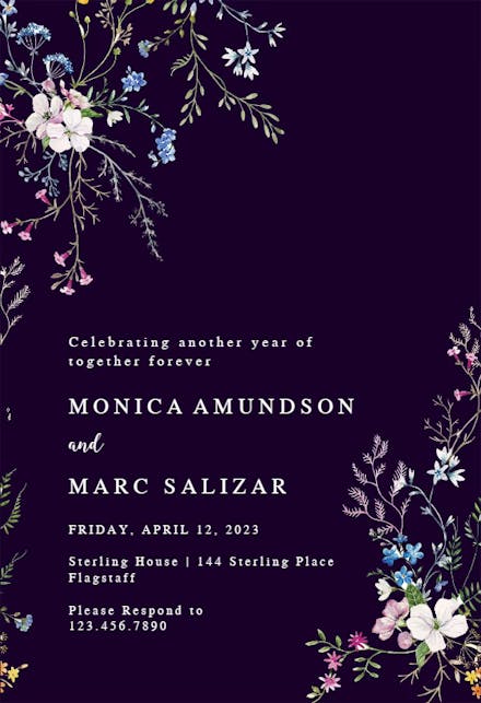 Dainty Flowers - Invitación De Aniversario