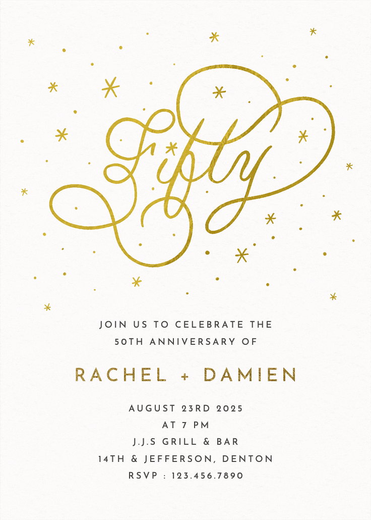 Decades 50 - anniversary invitation