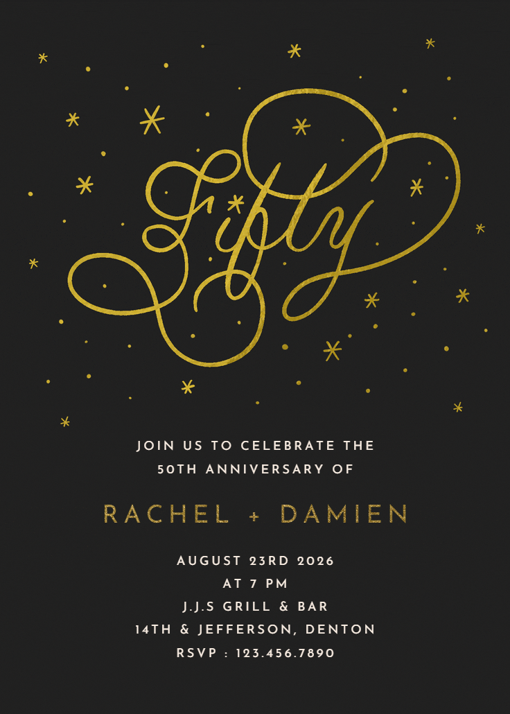 Decades 50 - anniversary invitation