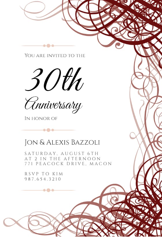 Delicate twirls - anniversary invitation