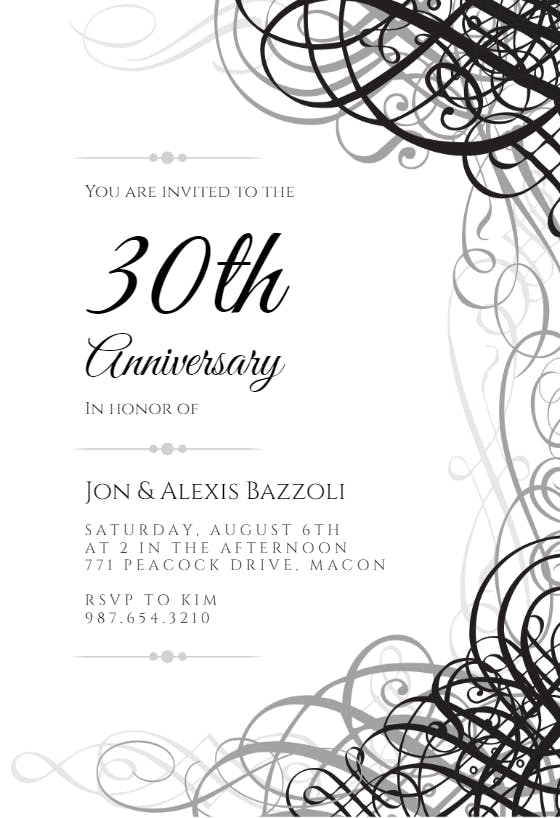 Delicate twirls - anniversary invitation