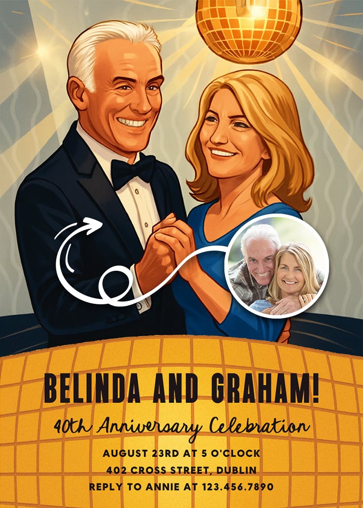 Disco soulmates - invitación de aniversario
