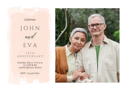 Elegant Brush Stroke - Invitación De Aniversario