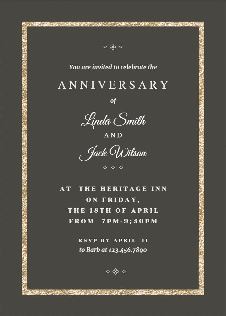 Elegant gold - anniversary invitation