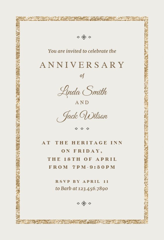 Elegant gold - anniversary invitation