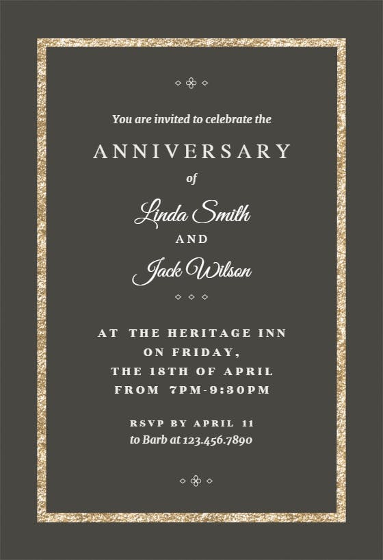 Elegant gold - anniversary invitation