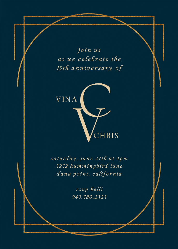 Elegant golden lines - invitación de aniversario
