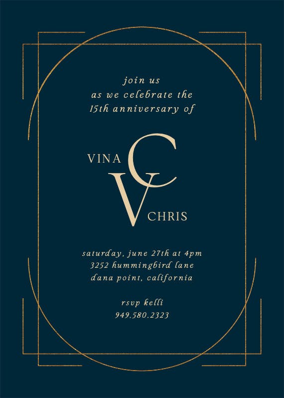 Elegant golden lines - anniversary invitation