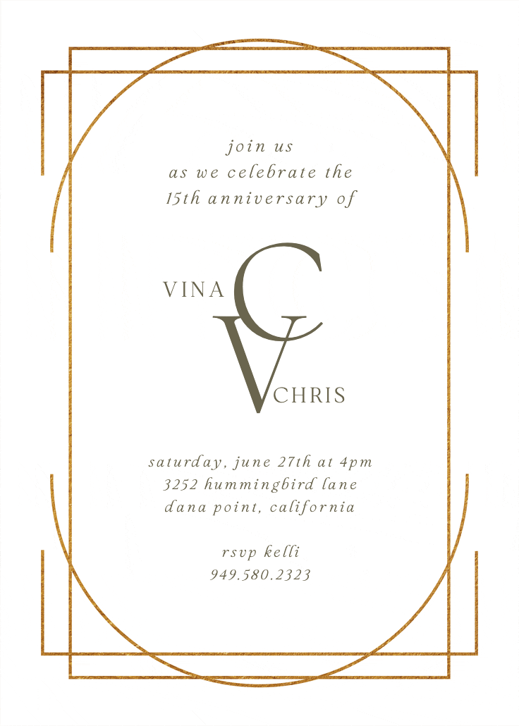 Elegant golden lines - invitación de aniversario