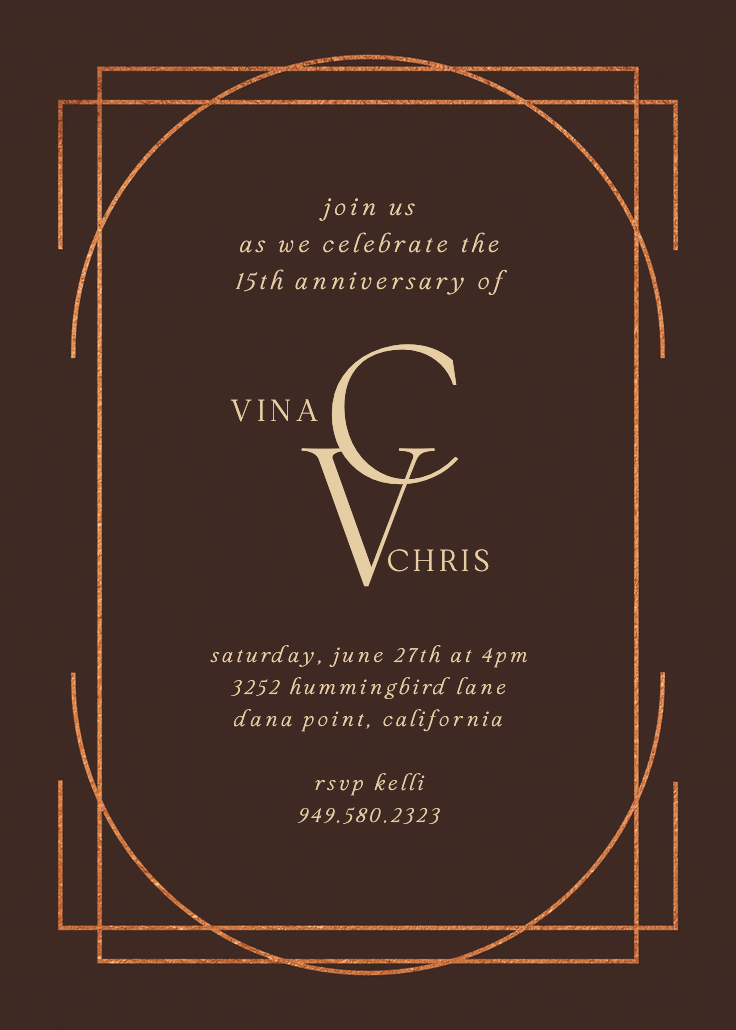 Elegant golden lines - invitación de aniversario