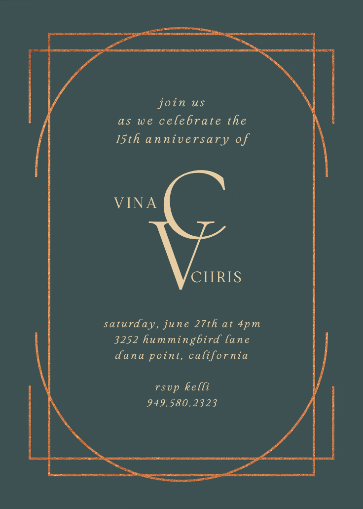 Elegant golden lines - invitación de aniversario