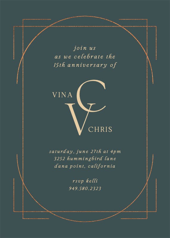 Elegant golden lines - anniversary invitation