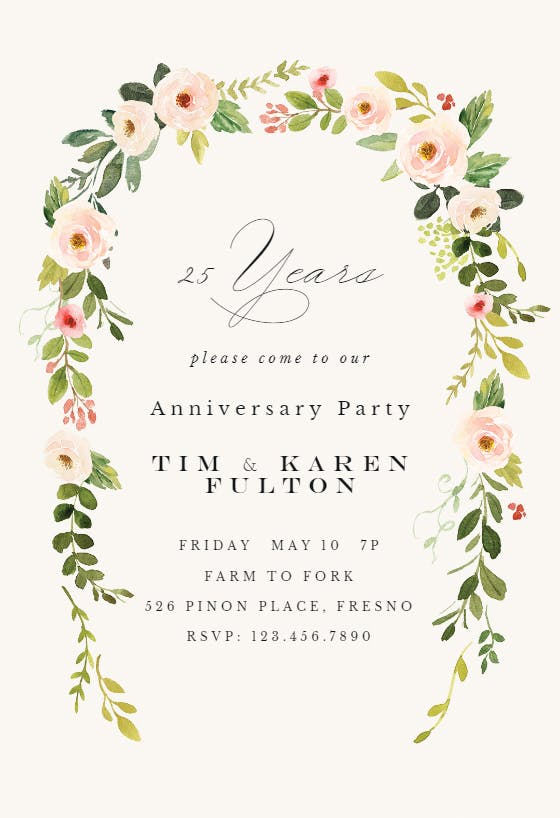 Falling flowers - anniversary invitation