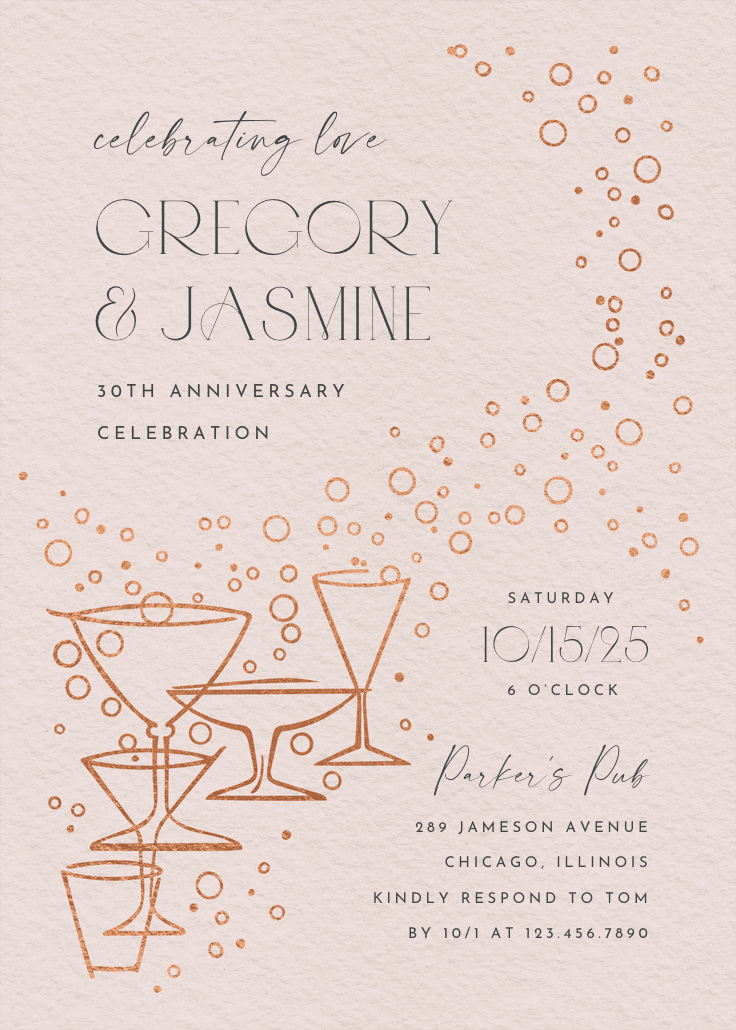 Fizzy bubbles - anniversary invitation