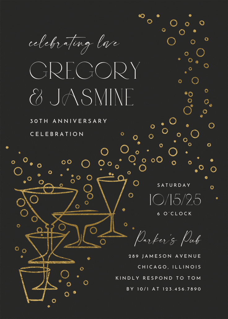 Fizzy bubbles - anniversary invitation