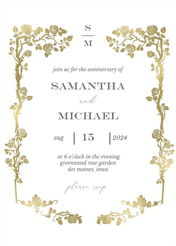 Floral frame - anniversary invitation