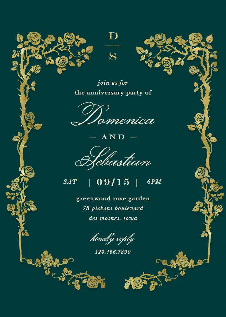 Floral Frame - Anniversary Invitation Template | Greetings Island