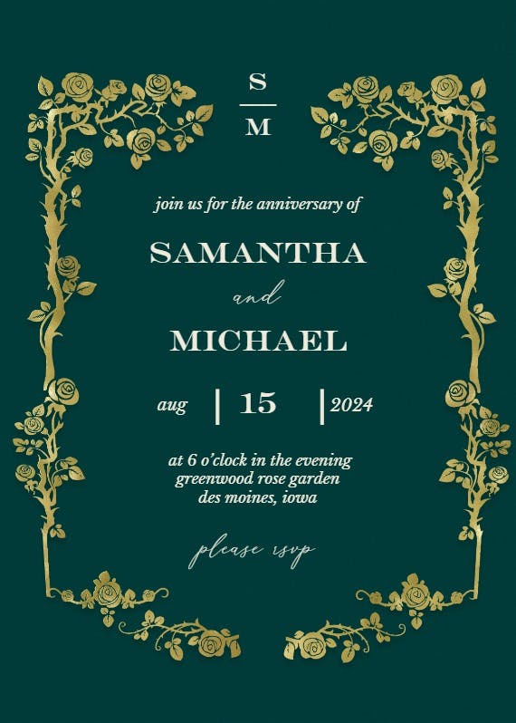 Floral frame - anniversary invitation