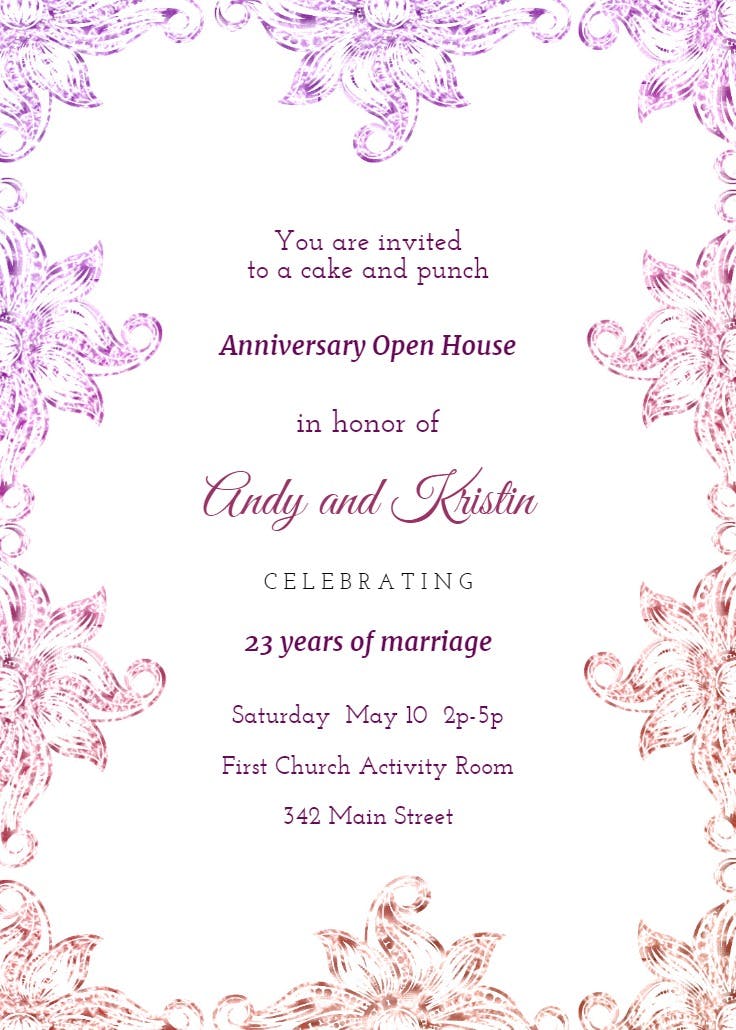 Floral frame - anniversary invitation