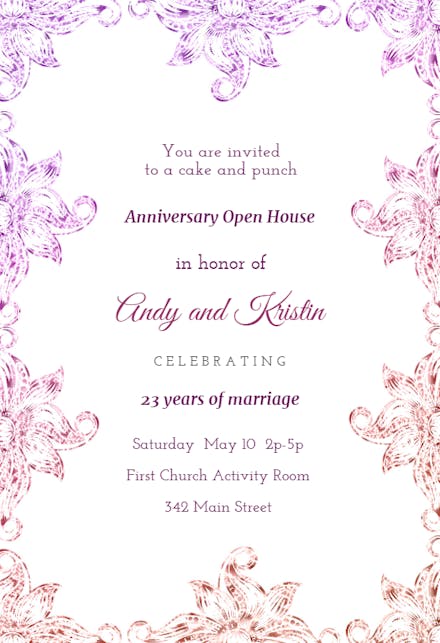 Floral Frame - Anniversary Invitation