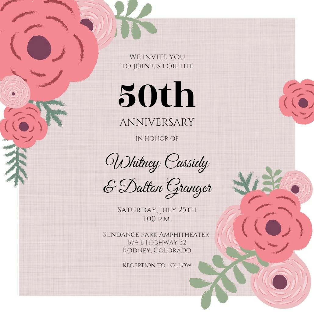 Floral peeks - invitación de aniversario