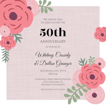 Floral Peeks - Invitación De Aniversario