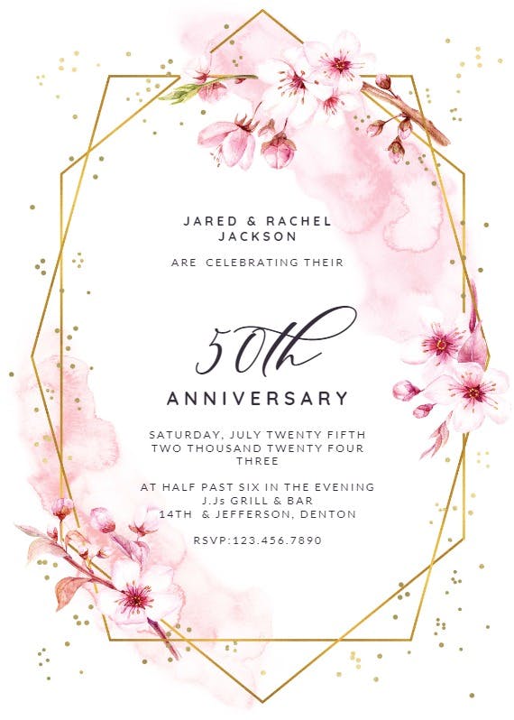 Floral sakura - anniversary invitation
