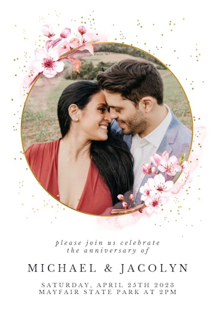 Floral Sakura photo - Invitación De Aniversario