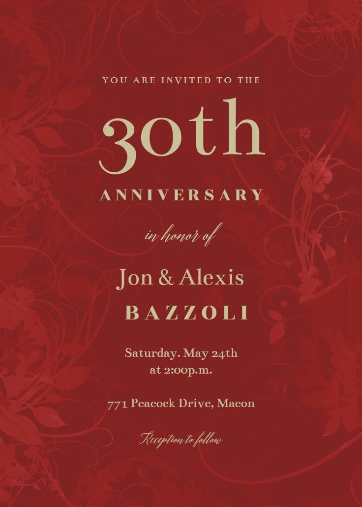 Floral swirls - anniversary invitation