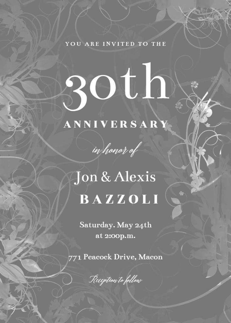 Floral swirls - anniversary invitation