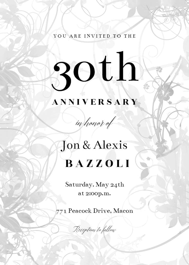 Floral swirls - anniversary invitation