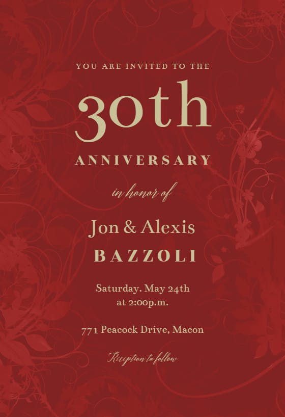 Floral swirls - anniversary invitation