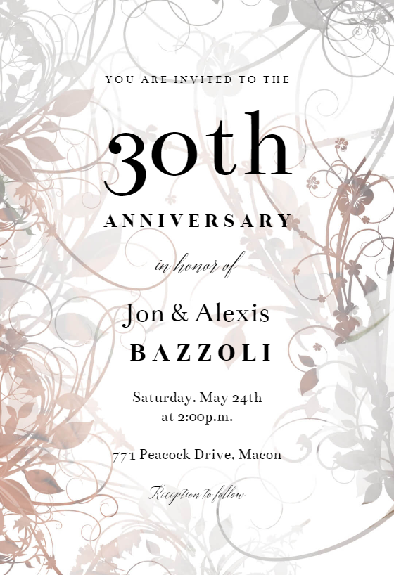 30th anniversary invitations