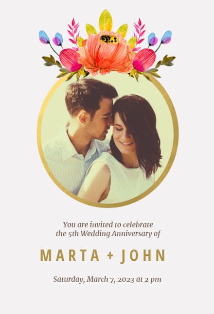 Floral - Invitación De Aniversario